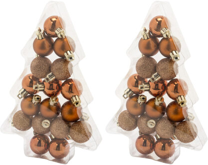 Cosy&Trendy 34x stuks kleine kunststof kerstballen koper 3 cm mat/glans/glitter