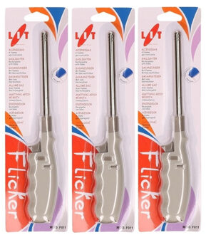 Cosy&Trendy 3x Grijze gasaanstekers 25,5 cm - Aansteker Multikleur