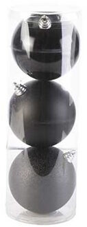 Cosy&Trendy 3x Grote kunststof kerstballen zwart 15 cm mat/glans/glitter