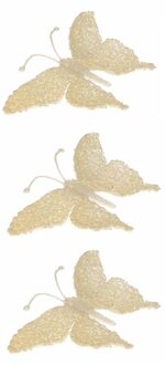 Cosy&Trendy 3x Kerst decoratie vlinder creme glitter