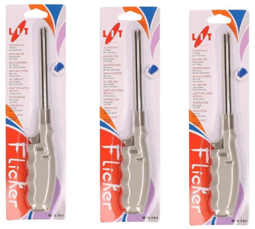 Cosy&Trendy 3x stuks Grijze gasaansteker 25,5 cm