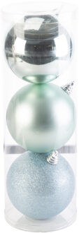 Cosy&Trendy 3x stuks grote kunststof kerstballen mintgroen 15 cm mat/glans/glitter - Kerstbal