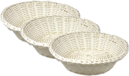 Cosy&Trendy 3x stuks ronde broodmanden/serveermanden wit kunststof D20 x H8 cm