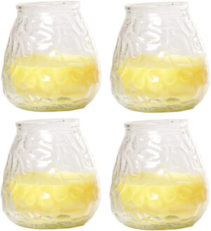 Cosy&Trendy 4x Citronella lowboy tuin/huis kaarsen in glas 10 cm - Binnen/buiten kaarsen - Anti muggen/insecten artikelen