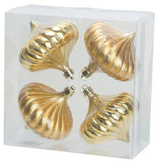 Cosy&Trendy 4x Gouden tol kerstballen 10 cm kunststof kerstversiering - Kerstbal Goudkleurig