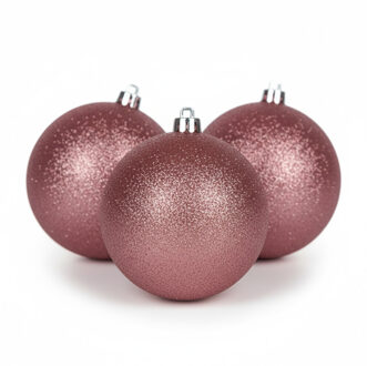 Cosy&Trendy 4x Kerstballen - kunststof - glitter - roze - 10 cm