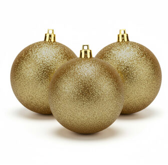 Cosy&Trendy 4x Kerstballen - kunststof - goud - glitter - 10 cm Goudkleurig