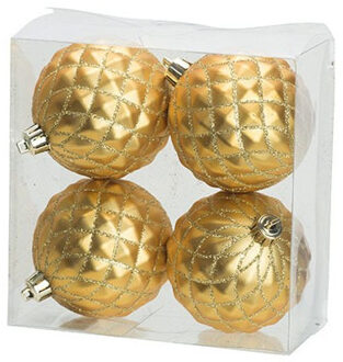 Cosy&Trendy 4x Luxe gouden kunststof kerstballen 8 cm kerstboomversiering - Kerstbal Goudkleurig