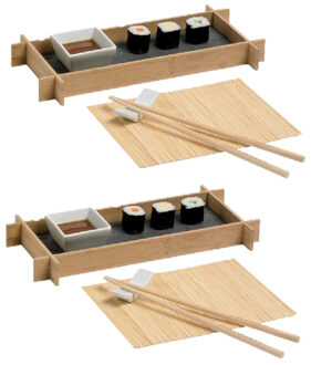 Cosy&Trendy 4x stuks bamboe sushi serveerset voor 1 persoon 6-delig
