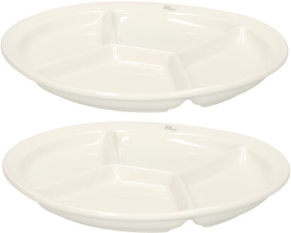 Cosy & Trendy 4x Stuks Fonduebord/gourmetbord Wit 4-vaks Rond 26 Cm - Gourmetborden