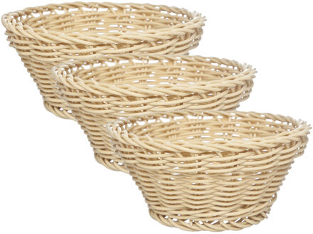 Cosy&Trendy 4x stuks ronde broodmanden/serveermanden beige kunststof D15 x H7 cm