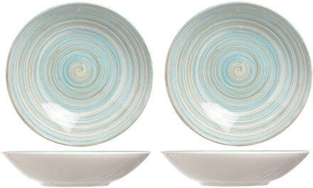 Cosy&Trendy 4x stuks ronde diepe borden/soepborden Turbolino blauw 21 cm