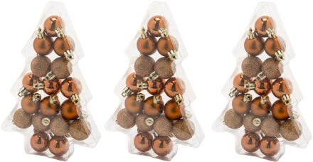 Cosy&Trendy 51x stuks kleine kunststof kerstballen koper 3 cm mat/glans/glitter