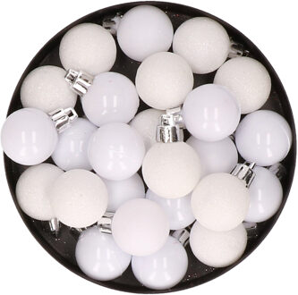 Cosy&Trendy 60x stuks kleine kunststof kerstballen wit 3 cm mat/glans/glitter