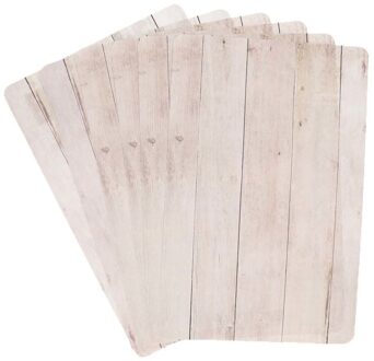 Cosy&Trendy 6x cosy & trendy tafel placemats - beige- houten planken print - pvc - 44 x 28 cm - onderleggers