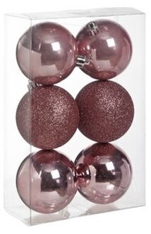 Cosy&Trendy 6x Roze kerstballen 8 cm kunststof mat/glans