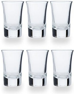 Cosy&Trendy 6x Shotglaasjes/borrelglazen inhoud 35 ml van glas - Shotglazen Transparant