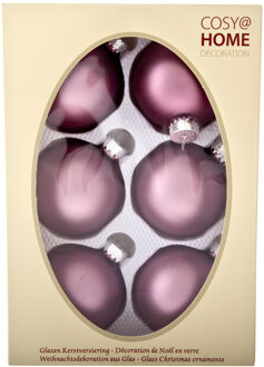 Cosy&Trendy 6x stuks glazen kerstballen orchidee roze 7 cm mat - Kerstbal