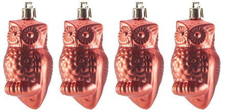 Cosy&Trendy 8x Kersthangers figuurtjes uil rood 9 cm kerstversiering