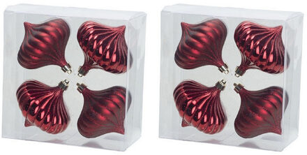 Cosy&Trendy 8x Rode tol kerstballen 10 cm kunststof kerstversiering