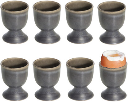 Cosy&Trendy 8x stuks eierdopjes van aardewerk grijs bruin 5 cm