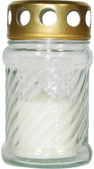 Cosy&Trendy 8x stuks grafkaarsen/gedenklichten met deksel wit 7 x 12 cm 10 uren brandtijd