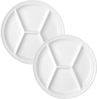 Cosy&Trendy 8x stuks porseleinen fondue/gourmet bord 4-vaks rond 26 cm