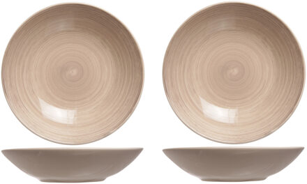 Cosy&Trendy 8x stuks ronde diepe borden/soepborden Turbolino beige/bruin 21 cm