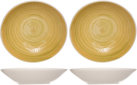 Cosy&Trendy 8x stuks ronde diepe borden/soepborden Turbolino geel 21 cm
