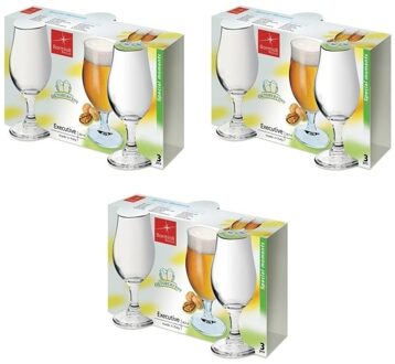 Cosy&Trendy 9x Tulpvormige speciaal bierglazen 375 ml - Bierglazen Transparant