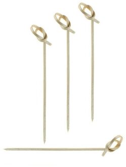 Cosy&Trendy Bamboe hapjes prikkers - sticks/stokjes - 100x stuks - 9,5 cm - tapas cocktailprikkers Beige