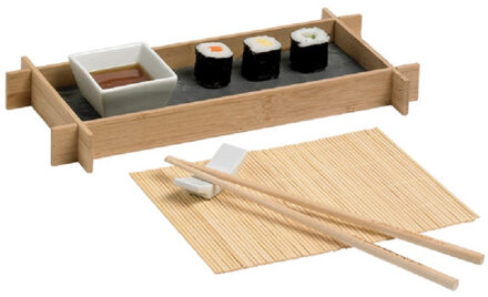 Cosy&Trendy Bamboe sushi serveerset voor 1 persoon 6-delig - Serveerschalen Multikleur