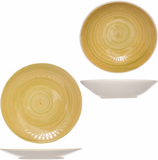 Cosy&Trendy Bordenset 6x stuks diep bord en 6x stuks dinerbord Turbolino geel