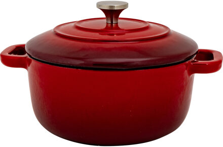 Cosy&Trendy Braadpan/stoofpan - gietijzer/emaille - 0.5 liter - 12 x 9 cm - rood - stoofpotten/stoofvlees
