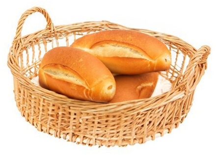 Cosy&Trendy Broodmandje/opbergmand met hengsels - gevlochten wilgen tak - lichtbruin - D36 x H14 cm