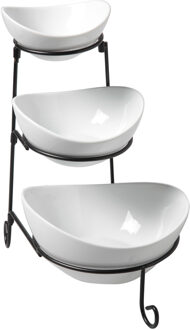 Cosy&Trendy Buffet etagere met 3 schalen - wit - porselein - 20 x 33 cm