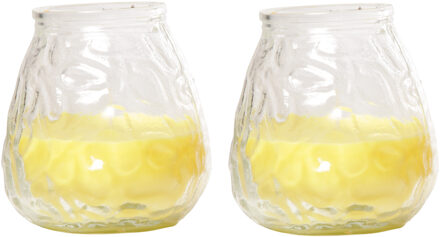 Cosy&Trendy Citronella lowboy tafelkaars - 2x - 10 cm - 40 branduren - citrusgeur - Waxinelichtjes Geel