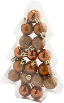 Cosy&Trendy Cos & Trendy Kerstballen - 17 stuks - koper - 3 cm - kunststof - Kerstbal Koperkleurig