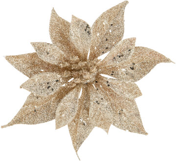 Cosy&Trendy Cosy and Trendy bloem op clip - champagne -18 cm - glitters - kunststof