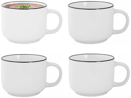 Cosy&Trendy Cosy en Trendy Soepkom Renee - 6x - wit - 14 x 8 cm - porselein - soep/saus kom - 480 ml