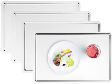 Cosy&Trendy Cosy en Trendy tafel placemat Renee - 8x - PU-leer/leer look - wit - 43 x 30 cm - tafel onderleggers