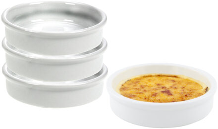 Cosy&Trendy Creme brulee schaaltjes - 4x - porselein - wit - dia 12 cm - Hapjes schaaltjes