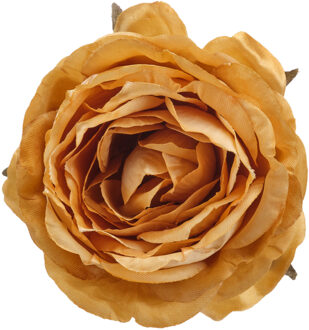 Cosy&Trendy Decoratie bloem roos - op clip - goud - 9 cm - kunststof Goudkleurig
