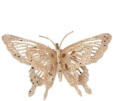 Cosy&Trendy Decoratie vlinder - op clip - goud - 15 x 11 cm
