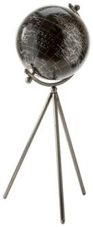 Cosy&Trendy Decoratie wereldbol/globe zwart op metalen voet/standaard 20 x 57 cm - Landen/contintenten topografie
