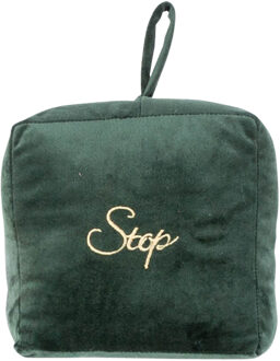 Cosy&Trendy deurstopper - velvet - 1.4 kg - donkergroen - oppak lus - 16 x 6.5 x 17 cm - Deurstoppers