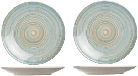 Cosy&Trendy diner bord Turbolino - 2x stuks - blauw - dia 27 cm - Dinerborden - aardewerk