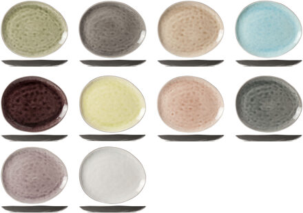 Cosy&Trendy dinerborden Streetfood - 10x - aardewerk - multi kleuren - 28 x 23 cm