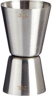 Cosy&Trendy Drank/cocktail barmaatje - maatbeker - jigger maatschenker - RVS - 20/30 ml Zilver