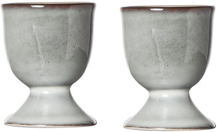 Cosy&Trendy Eierdopje - 2x stuks - aardewerk - grijs/blauw - 5 cm - Houders voor gekookte eieren